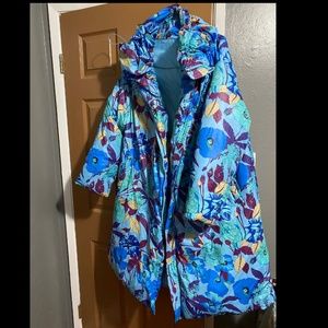 Asos blue midi puffer coat with design. Brand new with tags